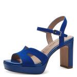 Blue platform suede sandals