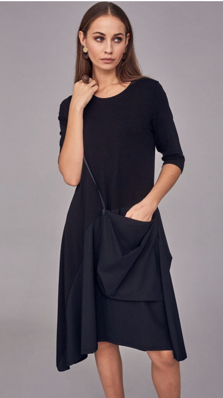NAYA black dress with pocket detail | Lindas Kilrush