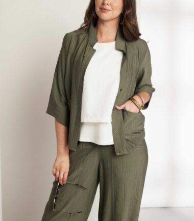 Ora Crinkle  Jacket With Front Pockets