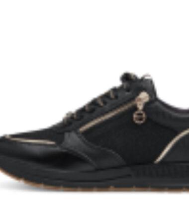 Tarmaris black zip trainers