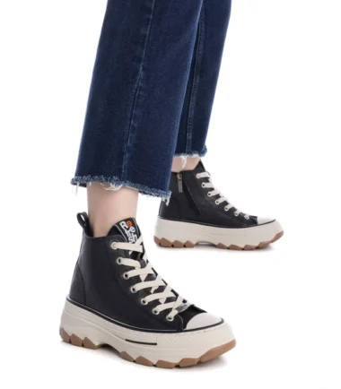 Refresh BLACK PU LADIES ANKLE BOOTS