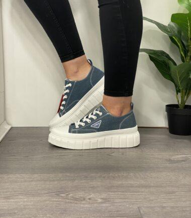 s.Oliver  White  and blue  Chunky Platform Trainer