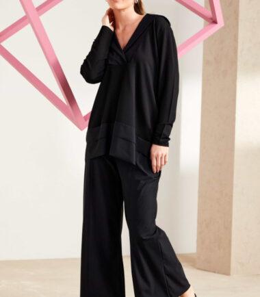 NAYA Wide leg flared trouser with seam detail