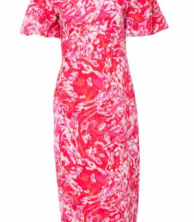 KATE COOPER Tie dye print dress with puff ball sleeve