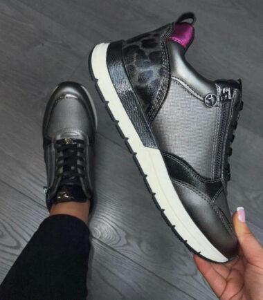 Tamaris Pewter Comb Trainers