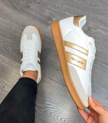 Teddy smith white and gold  trainers