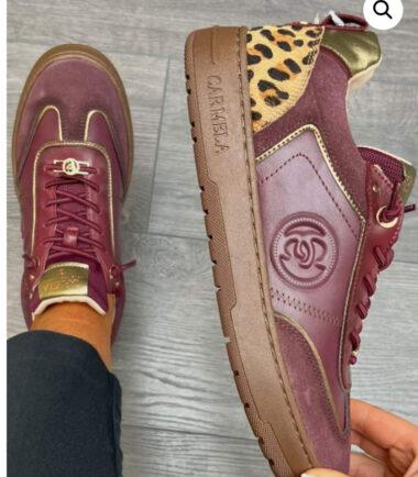 Carmela Burgundy Leather Trainers –