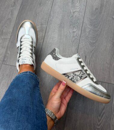 Tamaris grey and white trainers