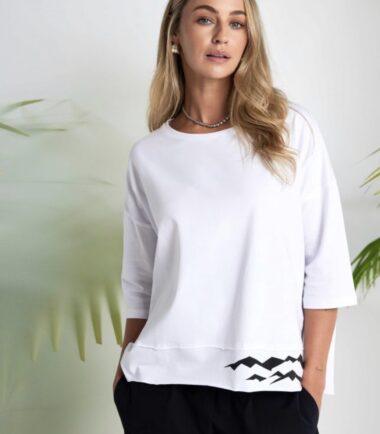 NAYA Tee Shirt Shape With Wave Print At Hem panel