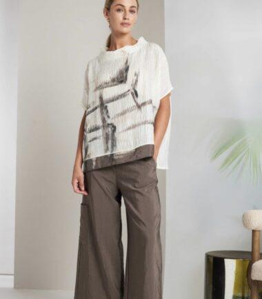 NAYA Wide Leg Trouser With Contrast Waist And Front Section