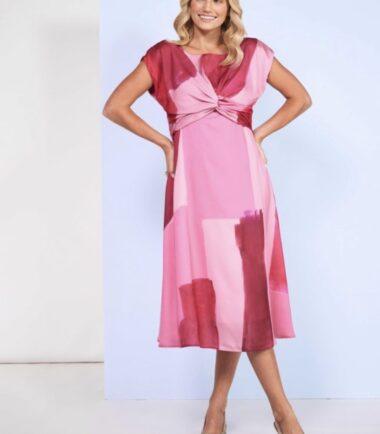 KATE COOPER Tonal Block Print Dress With Knot At Bust