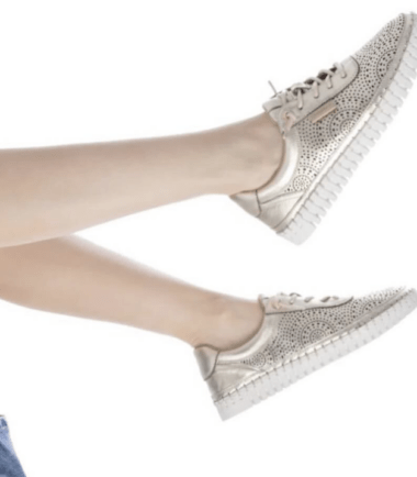 CARMELA gold leather trainers