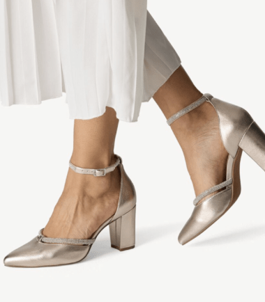 Gold tamaris  block  heels