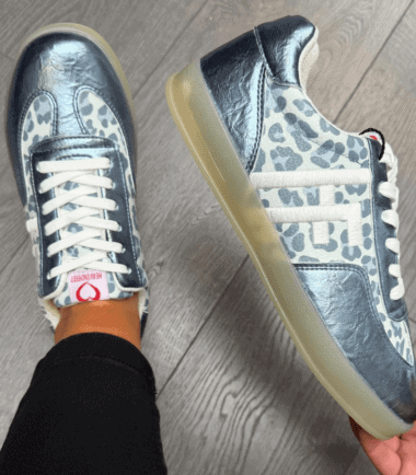 heavenly feet Blue leopard trainers