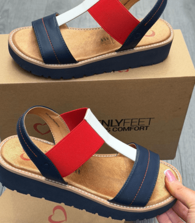 heavenly feet red and navy  sandals