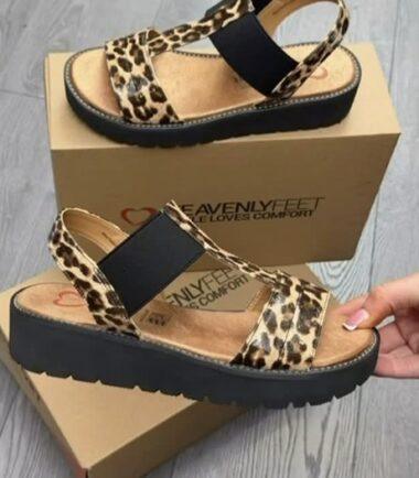 heavenly feet black leopard sandals