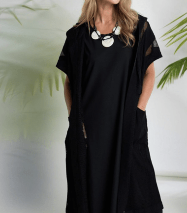 NAYA Long Line Hooded Jacket With Mesh Insets