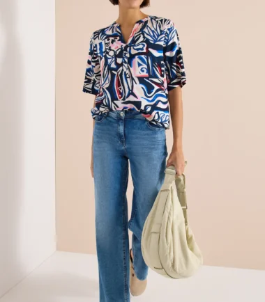 Cecil pink and navy blouse