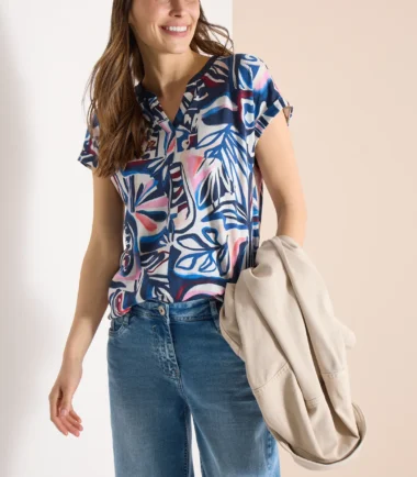 Cecil pink and navy v neck t shirt