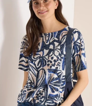 Cecil navy  and white printed T-shirt