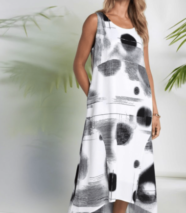 NAYA Blurred Faded Spot Print Sleeveless Dress