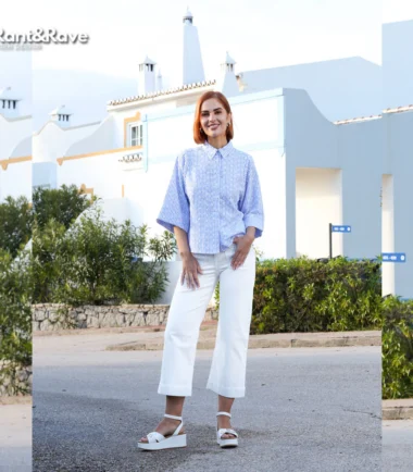 Rant & Rave Enid Crop Wide Leg Jean Soft White