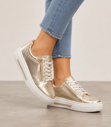 Clarks gold trainers with zip