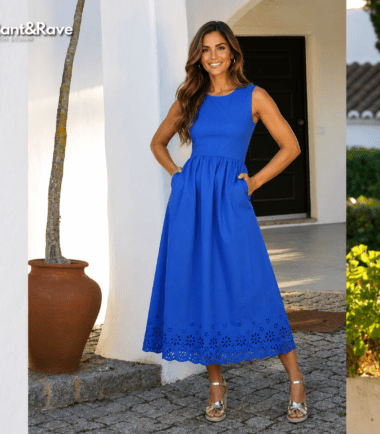 Rant & Rave Carmen Dress in  royal blue