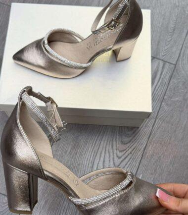 Marco Tozzi Gold Block Heel Shoe