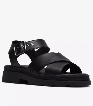 Clarks black leather sandal