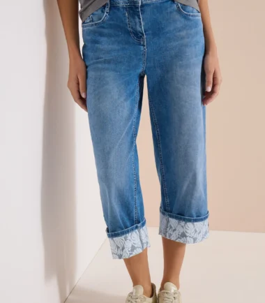 Cecil palm tree printed cuff jeans