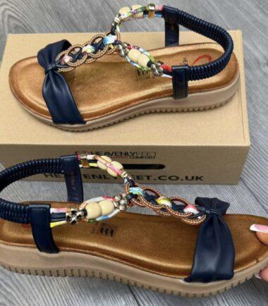 Heavenly Feet Ladies navy   Sandals –