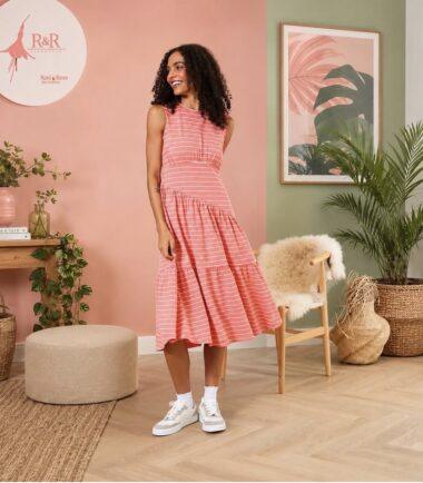 Rant & Rave peach striped dress