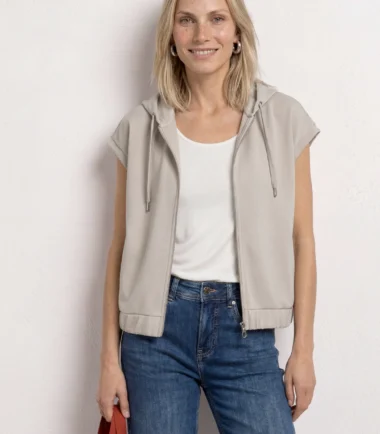 Street one beige zip cardigan