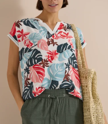 CeciL top  leaf print