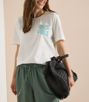 CECIL  T-shirt with round neck and chest pocket