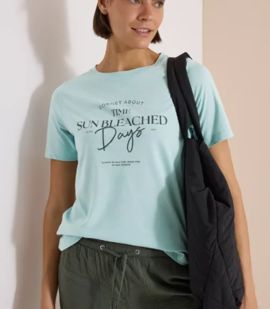 Cecil T-Shirt mit Boat Neck und Wording Artwork