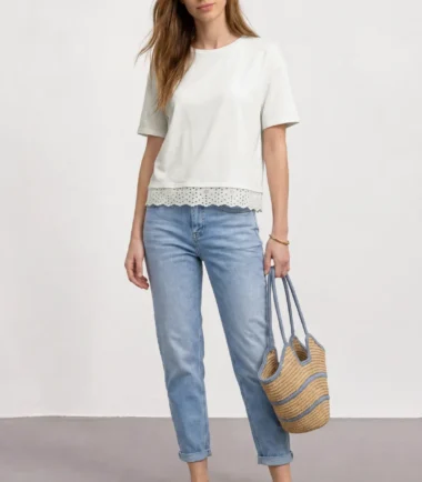 Street one T-shirt with round neck and lace