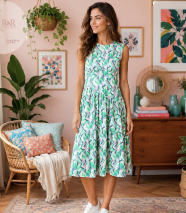 Rant & Rave green printed dress
