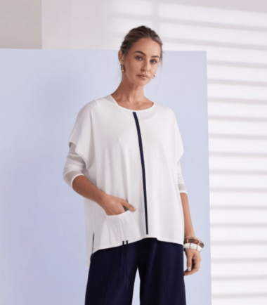 NAYA Patchwork Print Round Neck Top