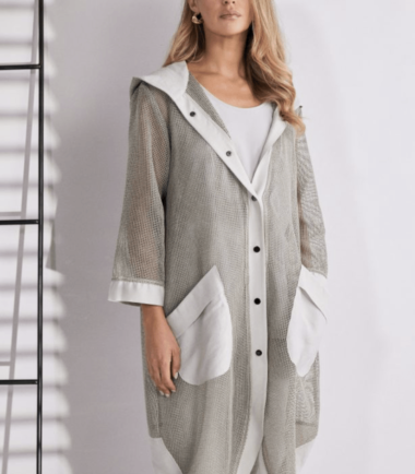 NAYA Mesh Hooded Coat With Contrast Pockets