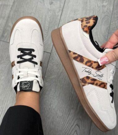 Teddy smith beige and leopard trainers