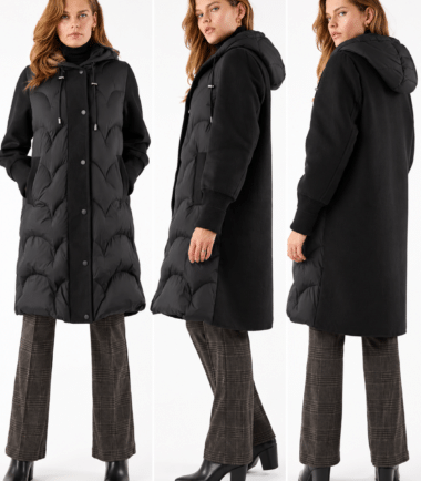 Black Frandsen mixed padded coat