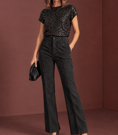Street one High Waist black Faux Leather Bootcut
