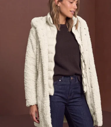 Street one cream Teddy coat with lined inlay