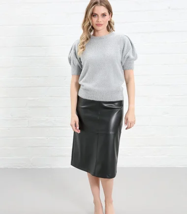Rant and Rave Victoria Knit Top in Silver