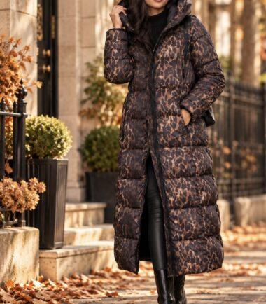 NORMANN Longline Animal Print Padded Coat